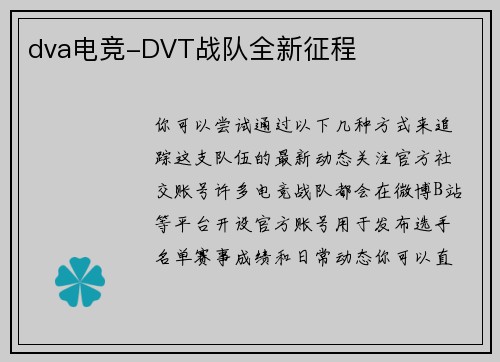 dva电竞-DVT战队全新征程